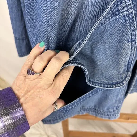 Vintage Perry Ellis Blue Denim Button Up Denim Chore Jacket #1243 Size LARGE - Picture 3 of 7